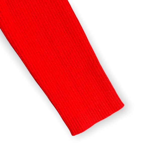 MAIN STRIP V Neck Sweater Dress Red Ribbed Knit Long Sleeve Womens Medium - Picture 7 of 12